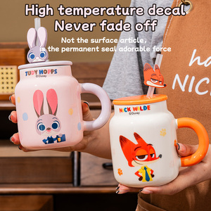 <span class=keywords><strong>Mug</strong></span> en céramique <span class=keywords><strong>Disney</strong></span> avec paille, couvercle et poignée, tasse à café ou à lait pour enfants et usage domestique, cadeau de Noël - Product Image 6