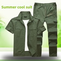 Ensemble chemise et pantalon décontracté d'été en coton 100% pour homme, coupe ample et légère, uniforme tactique de travail, vente en gros