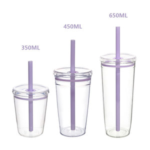 Mehrfarbiger Tritan-Trinkbecher in Lebensmittelqualität, 350ml, mit neuem Design, farbenfrohes Trinkgeschirr für Milchtee & Kaffee - Product Image 4