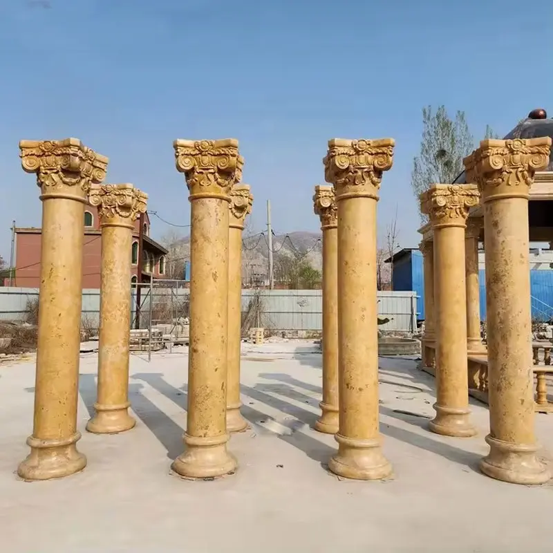 Pilar kolom Dekorasi Rumah bangunan arsitektur kolom batu Solid kustom kolom Romawi marmer putih