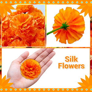 Cabeza de Flor Artificial con Tallo, Clavel y Caléndula de Seda, Accesorios para Guirnaldas de Pared, Sección de Arreglos Florales para Salón - Product Image 6