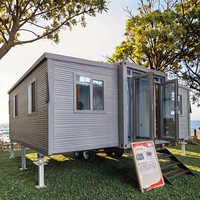 Maison conteneur extensible en bois nordique 20ft 30ft préfabriquée 2 3 chambres, mini-cabane, villa mobile avec châssis de remorque