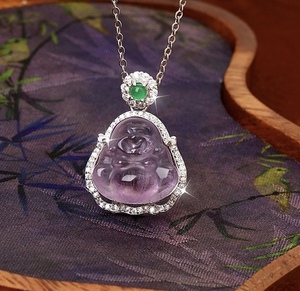 Collier Améthyste Bouddha Gong, améliore <span class=keywords><strong>l</strong></span>'<span class=keywords><strong>âme</strong></span> de <span class=keywords><strong>l</strong></span>'artisanat en cristal é<span class=keywords><strong>l</strong></span>égant, niche exquise tout - Product Image 1
