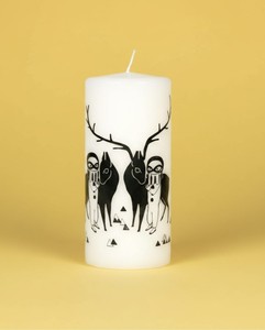 Artistic Soy Wax Eco-Friendly Pillar Candle Black White Printed for Coffee Tables Shelves Living Rooms Christmas Easter Gifting - Product Image 2