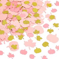 Confettis Automne Thanksgiving Rose Doré Citrouille Feuille d'érable, Confettis Pailletés Petite Citrouille Baby Shower, Fête, Table de Thanksgiving
