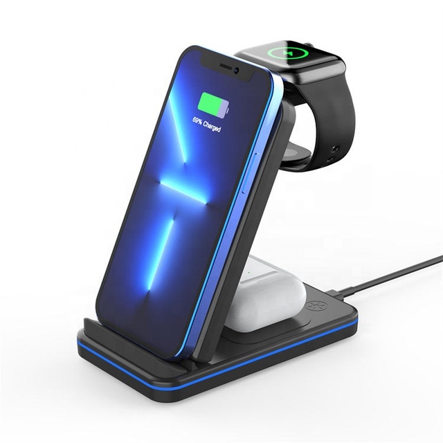 Best Seller 2025 Foldable Desk Magnetic 3-in-1 Wireless Charger 15W Output Power for iPhone 12 & 13 Phone Models