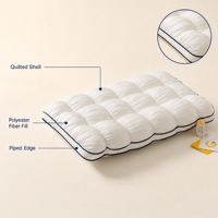 Coussin de lit matelassé French Cloud Bread Pillow, très moelleux, 48x74cm, garnissage en fibres de polyester 10-13cm, blanc, jaune, gris, lot de 1 coussin individuel