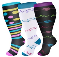 Chaussettes de compression pour mollets larges pour femmes et hommes, 20-30 mmHg, chaussettes de compression mi-hautes