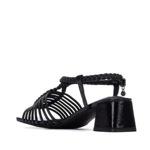 Sandales à talons pour femme Xti, noires, talon de 5 cm, taille 38, design à lanières - Product Image 3