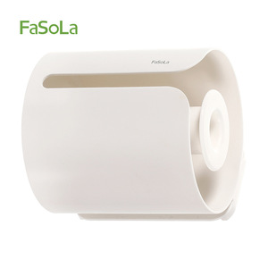 FaSoLa Toilet Paper Holder White No Drill <b>Wall</b> Mounted Bathroom Plastic Circular Design - Product Image 1