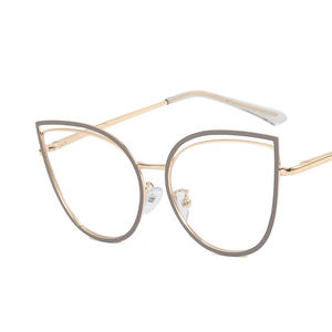 Nouvelle <span class=keywords><strong>monture</strong></span> de lunettes rétro pour femme, style œil de chat, en métal, anti-lumière bleue, tendance, pour le bureau - Product Image 5