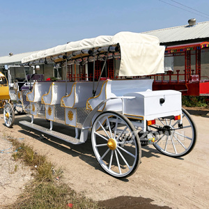 Calèche électrique vintage à 4 roues, auvent blanc et violet, style européen, véhicule de mariage et de tourisme - Product Image 5