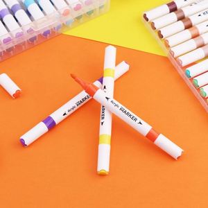 Custom Logo 12 18 24 36 48 Colored Double Head Acrylic Oily Markers Dual Tip <b>Brush</b> Colored Pen for Art Marker Pen Set - Product Image 1