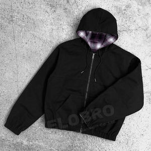 Finch Garment Cardigan Réversible Capuche Sweat-shirt Homme Oversize Style Urbain Zippé Motif Carreaux Rétro Patchwork - Product Image 3