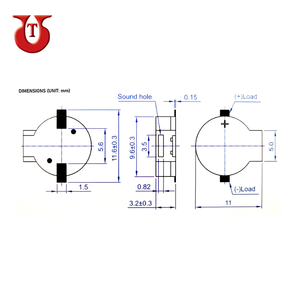 Zumbador y transductor magnético SMD, Material de carcasa de plástico, 5,5 ohm, proveedor profesional - Product Image 2