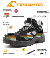 Sepatu Safety Sport Mid Cut Harga Terjangkau, Anti Tusuk, Pelindung Baja di Ujung, Kulit Suede Hitam, Sol PU Anti Minyak & Anti Selip untuk Pria