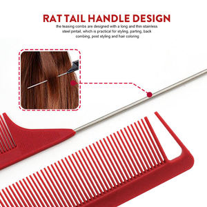 Herramientas de Peluquería, Peine de Cola de Rata de Acero Inoxidable Resistente para Trenzas, Corte de Cabello y Peinado - Product Image 6