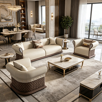 Ensemble de canapés Chesterfield en bois massif avec design chic en cuir, canapé de salon de luxe, mobilier haut de gamme multi-places, canapé de fête
