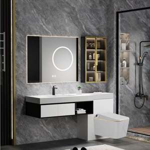 Wash Basin Wood <b>Cabinet</b> <b>Black</b> Modern Mounted Mirrored Grey Set Nordic Hotel Toilet Vanity <b>Bathroom</b> Sink <b>Cabinet</b> - Product Image 2