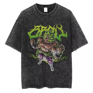 T-<span class=keywords><strong>shirt</strong></span> en coton vintage lavé pour <span class=keywords><strong>homme</strong></span>, Wukong, été, sportif, uni, col rond, ample, manches régulières, taille oversize - Product Image 5