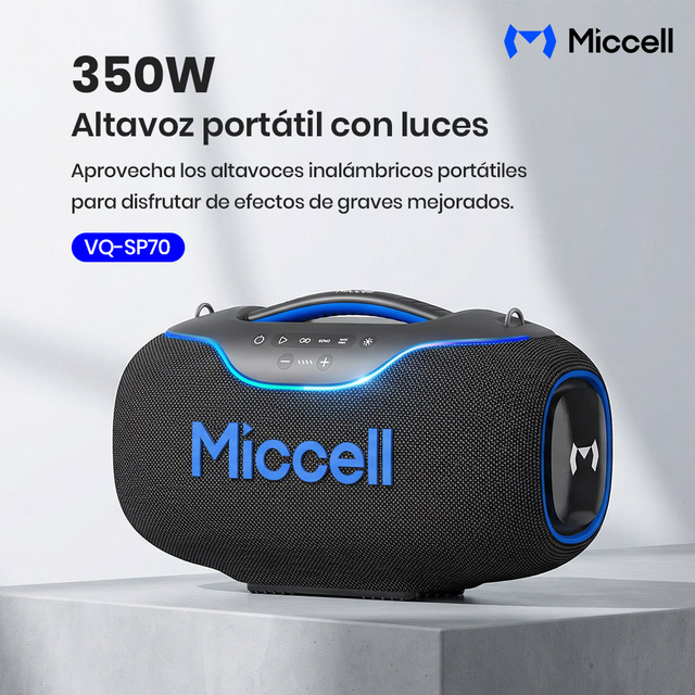 Altavoz Bluetooth Potente De 350W Con Luces LED Y Microfono Incorporado Para Fiestas Al Aire Libre Reuniones En Casa Y Amantes