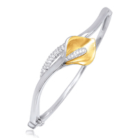 Saudi Schmuck liefern Sterling Silber Armreif matt Blattgold 18 Karat Dubai Zirkonia Blume Armreif Manschette Damen Geschenk für Frauen