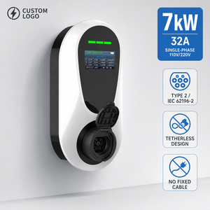 Borne de recharge murale sans fil intelligente <span class=keywords><strong>Type</strong></span> <span class=keywords><strong>2</strong></span> 7kW 32A monophasée pour VE, certifiée CE IP55, avec écran RFID, antivol, sans câble, pour usage domestique et commercial, <span class=keywords><strong>Mode</strong></span> <span class=keywords><strong>3</strong></span> - Product Image 2