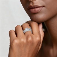 Ensemble de 2 bagues de fiançailles classiques en argent plaqué or rose avec zircon, sertissage en canal, design carré, alliage, bijoux de mariage pour femmes