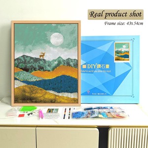 Kit de Peinture Diamant Ronde avec Cadre, Motif Paysage Imprimé, Forme Rectangulaire, Décoration Murale DIY, Art en Strass de Cristal - Product Image 2