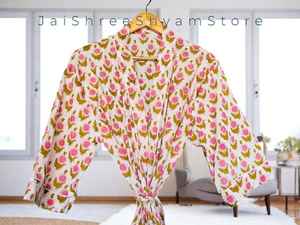 ชุดกิโมโนผ้าฝ้ายพิมพ์ลายดอกไม้สุดหรู ออกแบบมาเพื่อผู้หญิง สวมใส่สบายๆ ที่บ้าน หรือใช้เป็นชุดนอน - Product Image 6