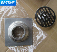 Crépine carrée en acier inoxydable de 4 pouces pour drain de sol de douche anti-odeur égouttoir linéaire de salle de bain pour usage intérieur/extérieur Hôtels