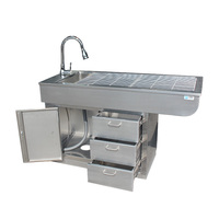 Longermay Chien Chat Traitement Table De Toilettage Pour Animaux De Compagnie En Acier Inoxydable Pet Vet Examen Table D'élimination