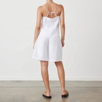 Ensemble d'été en coton et lin solides, dos nu, vêtements pour femmes, dentelle, 2 pièces creuses, gilet court, haut, pantalon large pour femmes