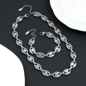 Bracelet et collier chaîne <span class=keywords><strong>de</strong></span> grains <span class=keywords><strong>de</strong></span> <span class=keywords><strong>café</strong></span> en acier inoxydable bijoux <span class=keywords><strong>de</strong></span> mode pour femmes ensemble <span class=keywords><strong>de</strong></span> bijoux pour fête anniversaire idée cadeau - Product Image 5