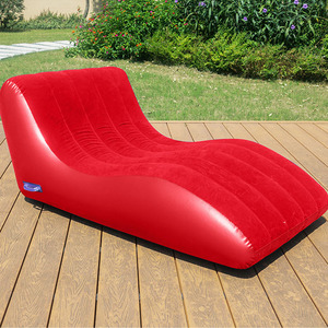 Fábrica al por mayor plegable al aire libre Pvc S forma flocado reclinable aire sofá tumbona silla adulto inflable sofá cama - Product Image 1