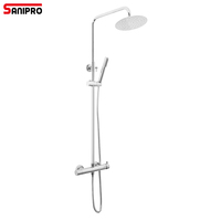 SANIPRO Système de douche mural en acier inoxydable 304 au design moderne avec pommeau de douche à effet pluie et tuyaux apparents