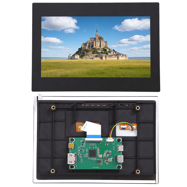 Rugged Design 7 Inch Open Frame High Brightness LCD Panel 1080P IPS Technology Compatible with the Raspberry Pi Board