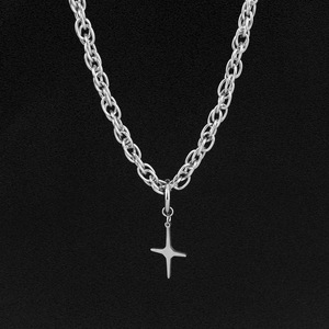 Hot Selling Simple Popular Design <b>Titanium</b> Steel Cross Pendant Necklace Hiphop Silver Plated Unisex's Necklace Trendy Jewelry - Product Image 4