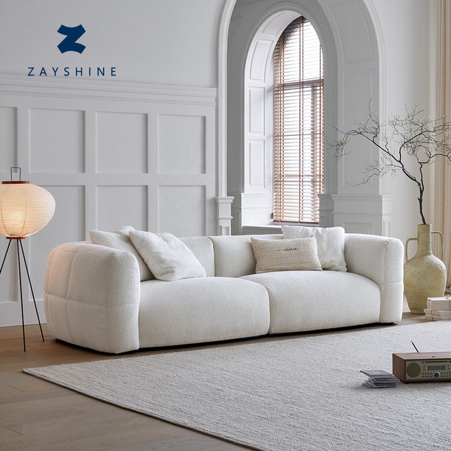 Zayshine French Retro Luxury Creamy White Velvet 2 3-seater Living Room Sofa Set Modular Chenille Hotel Designer Leisure Sofa