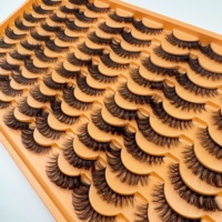 Venta al por mayor de 40 pares de pestañas postizas de visón sintético con volumen natural, curvatura DD, efecto esponjoso, estilo ruso, tira completa
