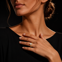 Bague de Fiançailles et de Mariage pour Femme en Or Plaqué 18 carats avec Moissanite D Color VVS1 Solitaire Marquise Pavée Large Tressée Style Vintage