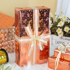 Papel de regalo romántico de alta gama para San Valentín con diseño de corazón láser en oro rosa y líneas de corte traseras personalizables - Product Image 2