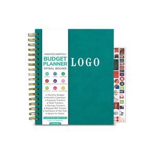 Carnet de budget A5 en cuir personnalisé avec spirale, couverture rigide, suivi des dépenses, modèle Let's Party, 80-150 g/m² - Product Image 1