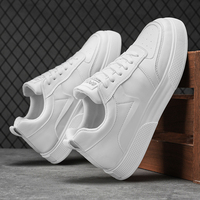 Chaussures de skate décontractées pour hommes Hambo avec semelle épaisse en cuir PU blanc, logo personnalisé, pour le sport et les loisirs