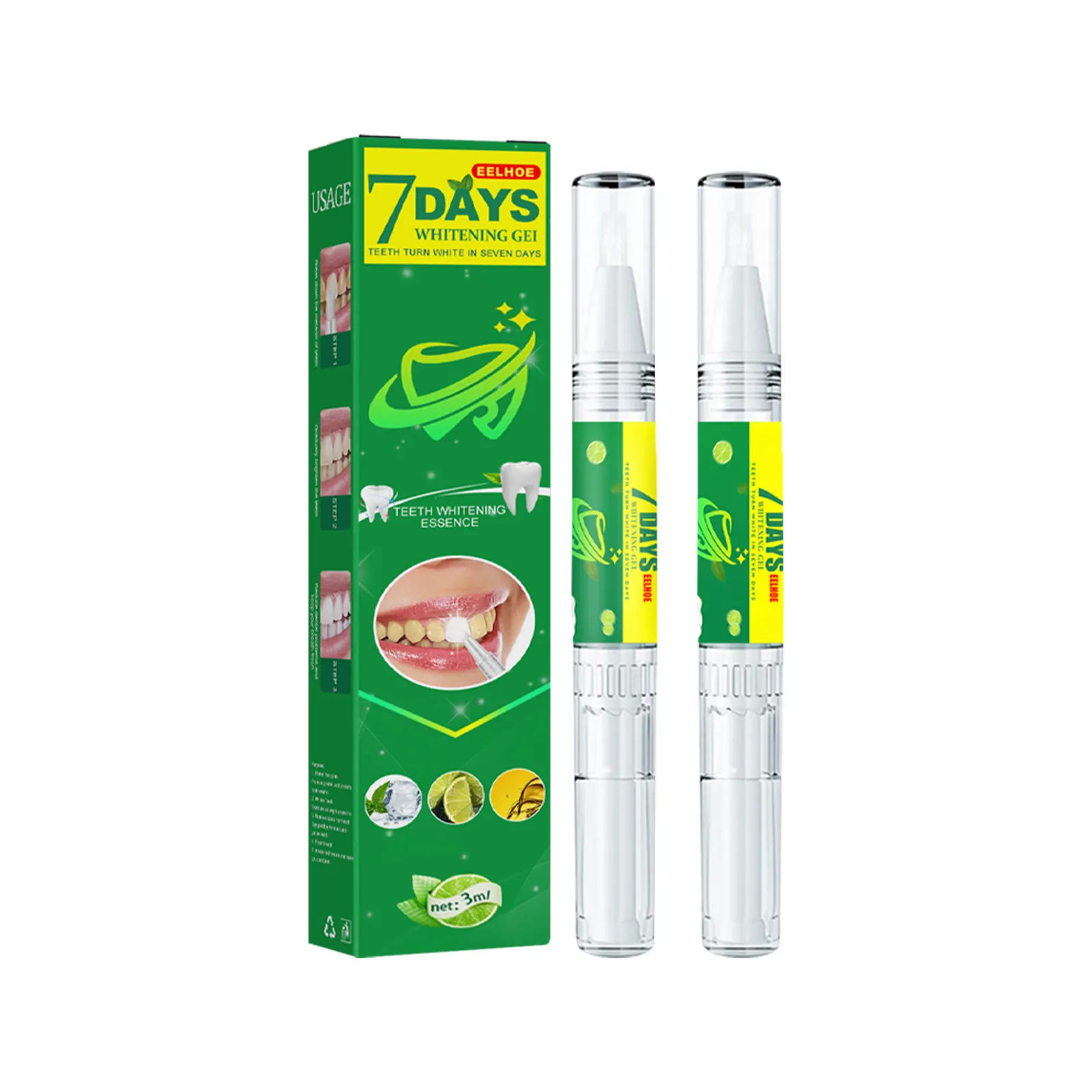 Caneta clareadora de dentes, caneta gel branqueadora de dentes 7 dias, com logotipo privado