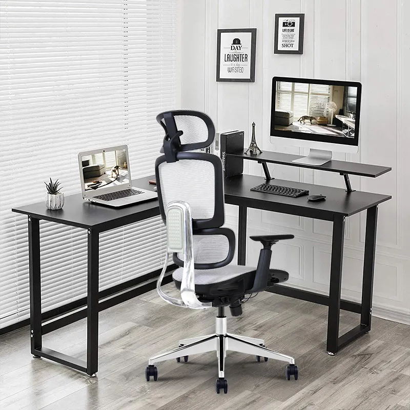โมเดิร์นหรูหราสีดําErgonomic Office Designเก้าอี้CEOสไตล์เบาะผ้าปรับตาข่ายที่นั่งเฟอร์นิเจอร์ล็อคบรรจุ