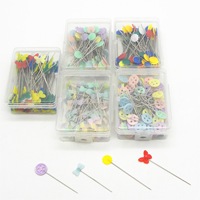 Épingles à coudre à tête plate en forme de boîte, 100 pièces, avec nœud papillon et fleur, épingles colorées, épingles à courtepointe pour le bricolage