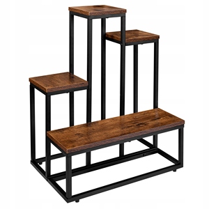 4 Tier Indoor <span class=keywords><strong>Plant</strong></span> Stand <span class=keywords><strong>Outdoor</strong></span> Metall Pflanzen regal für mehrere Pflanzen <span class=keywords><strong>Corner</strong></span> Display Holz Blumen ständer