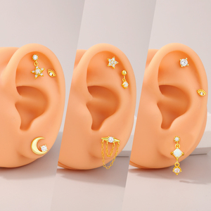 Toposh vintage aro ojo Luna estrella claro CZ <span class=keywords><strong>tragus</strong></span> astilla joyería 925 plata esterlina <span class=keywords><strong>diamante</strong></span> oreja pendientes para mujer - Product Image 6