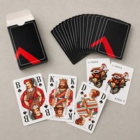Jeu de cartes à carreaux bleus et blancs, dos de carte à motifs standard, faces de cartes imprimées, boîte de rangement en papier écologique, coins arrondis, pour la famille